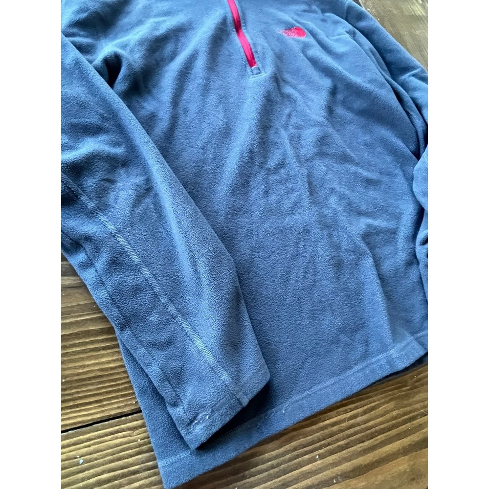 The North Face Mens Gray Pink Quarter Zip Fleece Pullover Thumbhole Sleeve - Picture 3 of 7